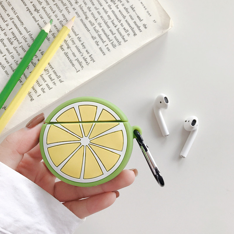Cute Design Cartoon Silicone Cover Skin for Airpod (1 / 2) Charging Case (Lime)